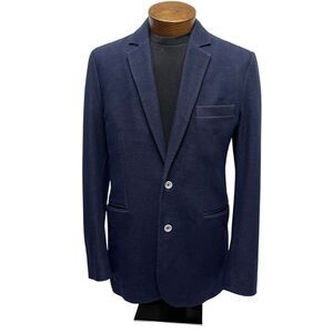 Robert Graham Mens Sz S Classic 2-Button Sport Coat Blazer Navy Cotton/Polyester